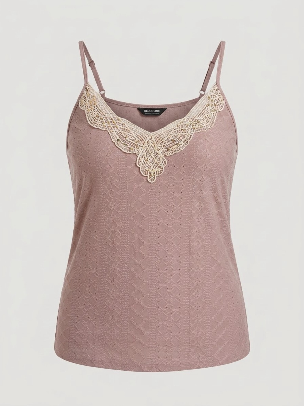 Bloomchic Mauve Eyelet Textured Tank With Sequin Lace Detail Size 14/16